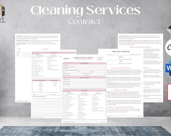 Cleaning Services Contract Template, Commercial Cleaning Contract, Housekeeper Agreement, Editable Contract Template, Cleaning Service Form
