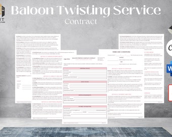 Balloon Twisting Contract Template, Balloon Artist Terms & Conditions, Event Entertainer, Balloon Décor Agreement, Balloon Stylist Contract