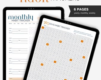 Habit Tracker Printable (6 Pages: Daily, Monthly, Yearly)