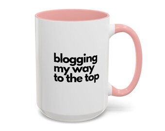 Blogging My Way to the Top Ceramic Coffee Mug Blogger Gift Colorful  Tea Mug for Content Creators Writers