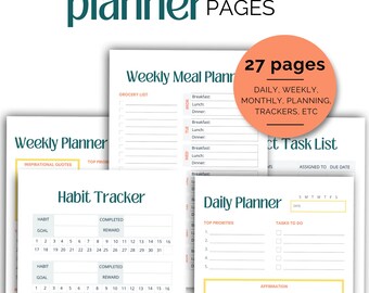 Printable Daily Weekly Monthly Planner & Tracker Pages