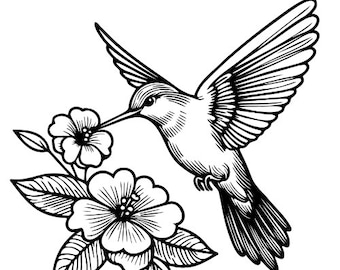Hummingbird Flowers Svg & Png