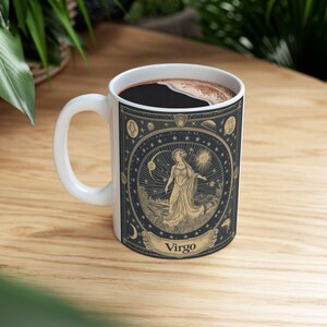 Virgo Mug, Astrology Ceramic Mug, Astrology Gift, Coffee or Tea Mug, Zodiac Sign Decor, Celestial Design Mug, Horoscope Lover&#39;s Gift,