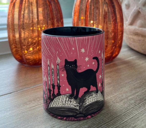 Black Cat Halloween Mug: Witch's Brew Coffee Cup