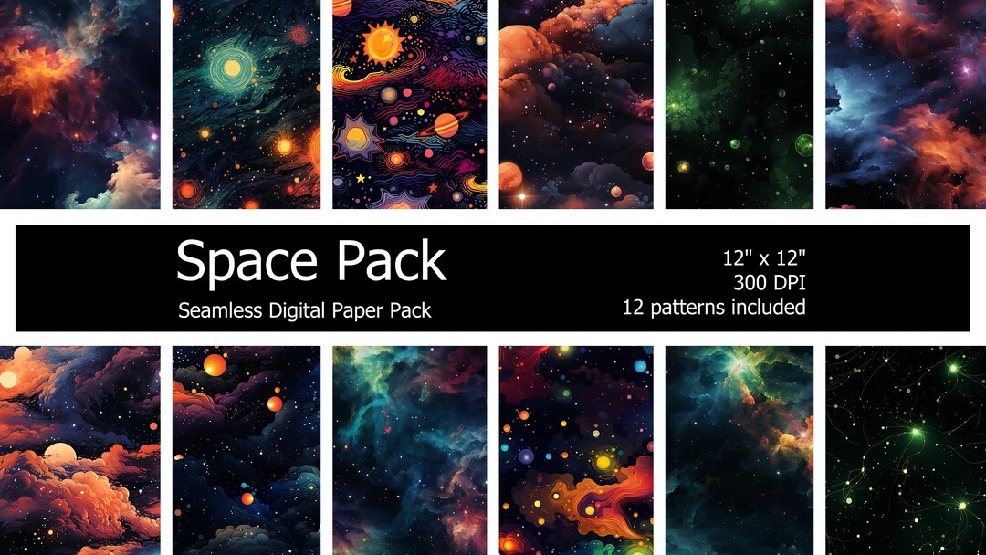 Digital Space Patterns - Seamless 300 DPI - 12 Design Pack - Etsy