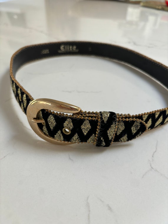 Vintage Elite Belt - Gold and Black Glitter