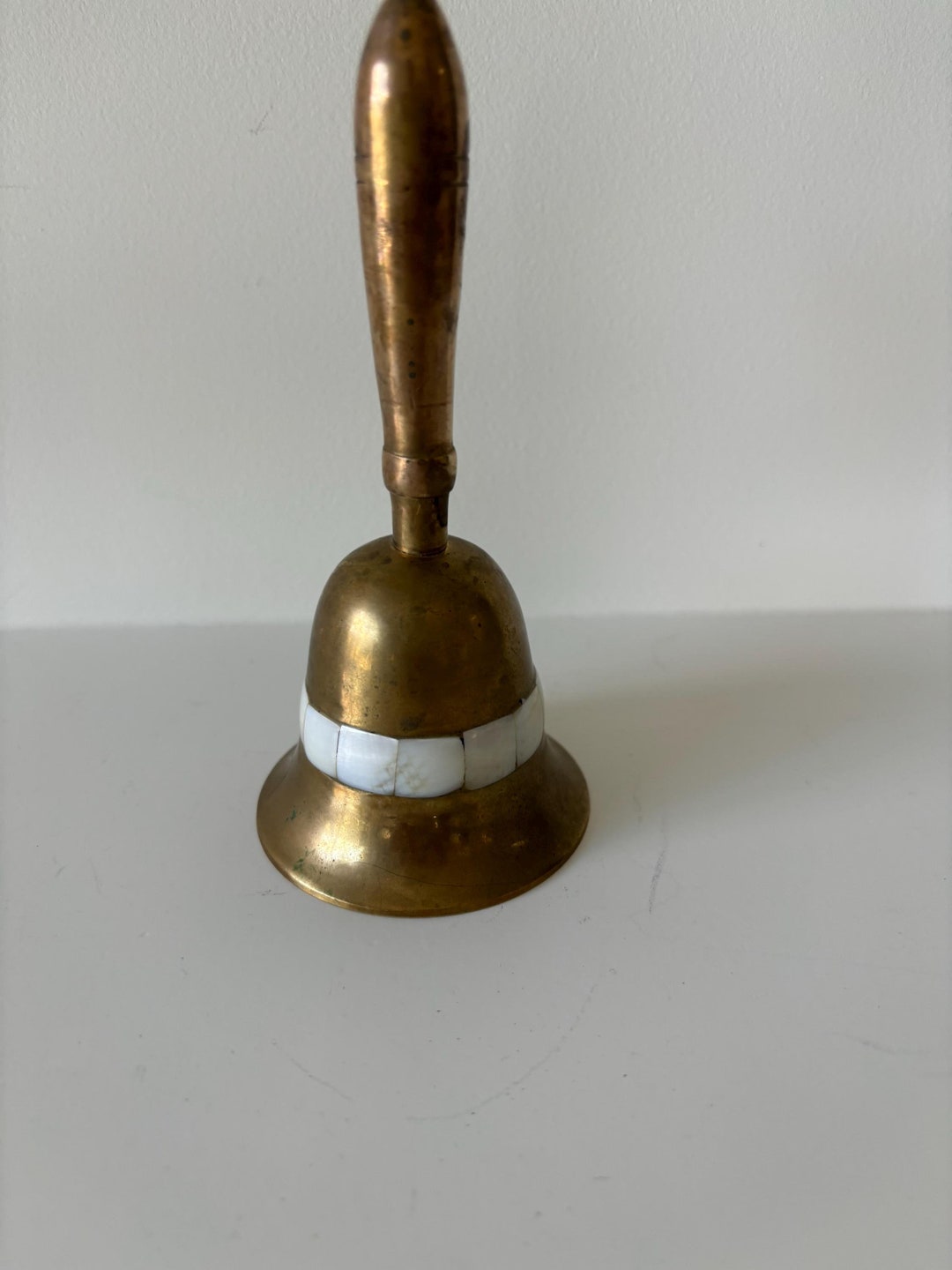 Vintage Brass Bell With Mother of Pearl Inlay - Etsy