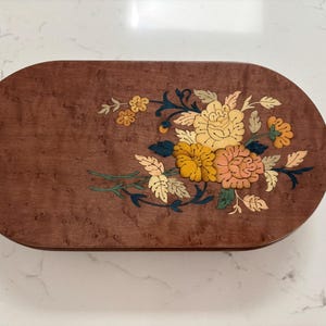 Floral Reuge Swiss Musical Movement Italian Music Box With Velvet Interior