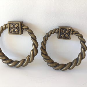 Ornate Vintage Brass Drawer Loop Pull - Set of 2