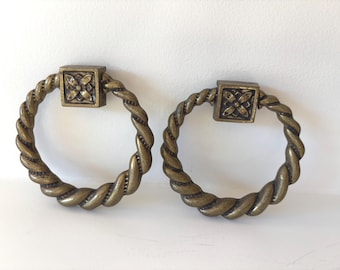 Ornate Vintage Brass Drawer Loop Pull - Set of 2