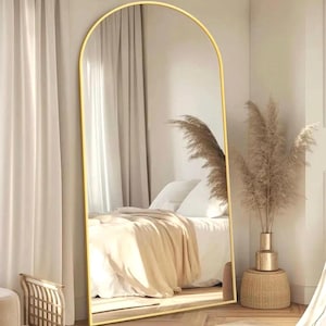 Oversized Gold Arch Mirror 71”x30” - Elegant Large Wall Mirror, Modern Arch-Shaped Full-Length Mirror for Living Room, XL Floor Mirror