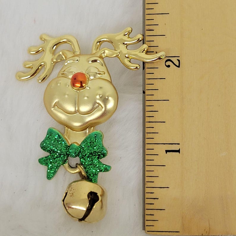 Vintage Christmas Rudolph Reindeer Gold Colored Pin Brooch With Bell - Etsy