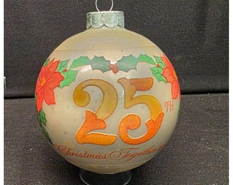 Vintage Hallmark 25-årsjubileumsglasjulprydnad 1980 samlargåva
