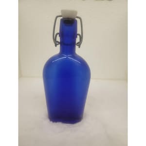 Vintage Cobalt Blue Liquor Bottle with Wire Closure