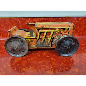Vintage Orange Marx Toy Co. Wind-Up Toy Tractor