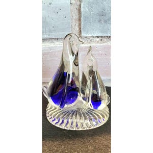 Vintage Murano Style Blown Glass Penguin Cobalt Blue Art Glass Paper Weight