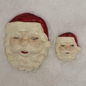 Vintage Ceramic Santa Face Christmas Decor Set Of 2
