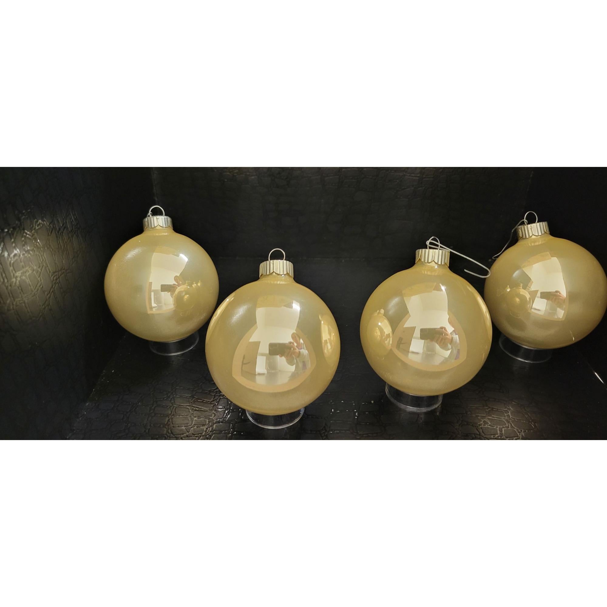 Martha Stewart Glass Christmas Ornaments Set of 4 Painted Tree