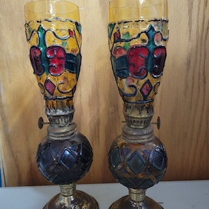 Vintage Handpainted Oil Lamps