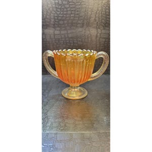 Vintage Fenton Orange Marigold Carnival Glass Open Sugar Bowl