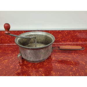 Vintage Kitchen Foley Food Mill Masher/Grinder with Red Wooden Handle