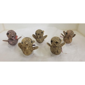 Vintage Frankel 1956 Mica Glitter Putz Bird Christmas Ornament Lot Made in Japan