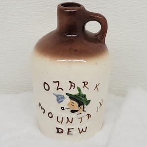 Vintage Souvenir Ozark Mountain Dew Ceramic 6&quot; Jug