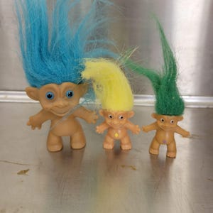 Vintage Troll Doll and Mini Troll Doll Pencil Topper Lot Unbranded - Lot of 3