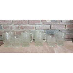 Vintage Indiana Glass 12 Pc Crystal Ice Textured Drinking Glasses in Original Box