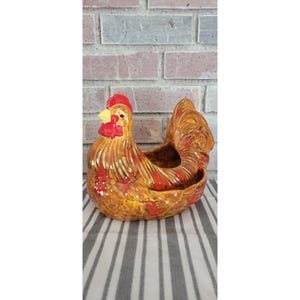 Vintage Arnel's ? Hand-Painted Farmhouse Country Decorative Rooster Planter