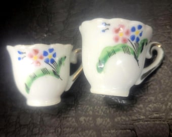 Vintage Miniature Porcelain Tea Cups Set of 2 - Made in Japan