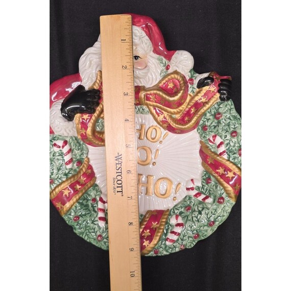 Vintage Fitz & Floyd Christmas Ho! Ho! Ho! Santa W/ Wreath Canape