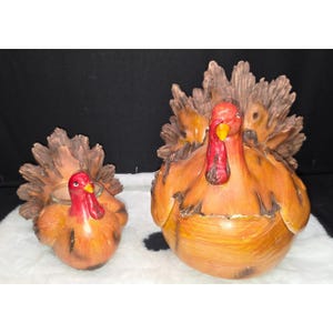 Vintage Dekorativ Kalkon Set Ljusstake och Kakburk Thanksgiving Dekor
