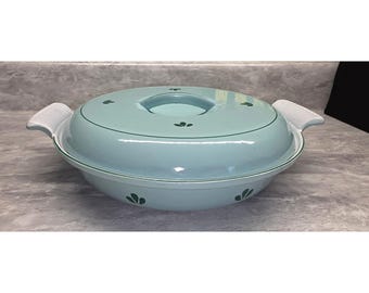 Casseruola vintage MCM DRU Holland in ghisa smaltata con scomparti, numero 25, con coperchio