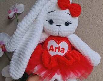 Personalized Handmade Crochet Bunny Doll, Easter Basket, Personalized Easter,Gift Baby Shower Gift, Newborn Gif,Birthday Present, Easter Bun