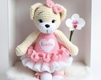 Handmade Crochet Teddy Bear, Personalized Baby Gift for Newborns, Plush Stuffed Animal, Baby Shower Gift, Easter Plushie, Stuffed Teddy Bear