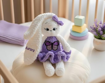 Personalized Handmade Crochet Bunny Doll, Stuffed Bunny, Crochet Bunny, Stuffed Animals, Personalized Bunny