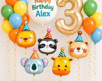 Birthday Animal Balloon Bouquet, Personalized Animal Birthday Decor, Zoo Safari Party Balloon, Safari Animal Balloon Set, Jungle Balloons