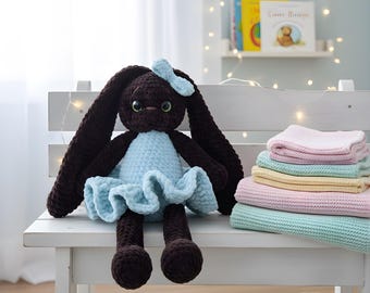 Personalized Crochet Bunny Doll, Handmade Bunny, Crochet Bunny, Stuffed Bunny, Stuffed Animals