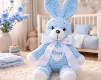 Crochet Bunny Rabbit, Personalized Plush Stuffed Animal, Baby Gift, Handmade Stuffed Bunny, Easter Bunny Rabbit