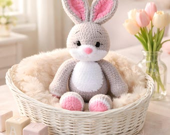 Personalized Handmade Crochet Bunny Doll, Stuffed Bunny, Crochet Bunny, Stuffed Animals, Personalized Bunny