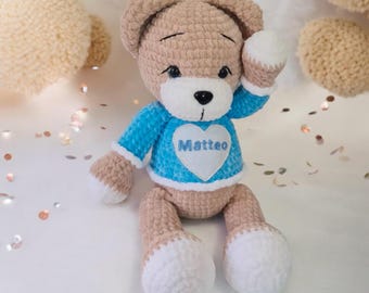 Handmade Crochet Teddy Bear, Personalized Stuffed Animal, Easter Plushie