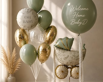 Welcome Home Baby Balloon Bouquet, Personalized Newborn Arrival Decorations, Baby Shower Party Decor, Newborn Balloons, Newborn Decor
