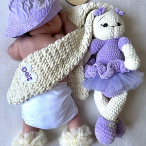 Handmade Bunny Doll, Crochet Bunny, Personalized Dolls, Baby Gifts, Stuffed Animals, Baby Shower Gift, Stuffed Bunny, Baby Birthday Gift