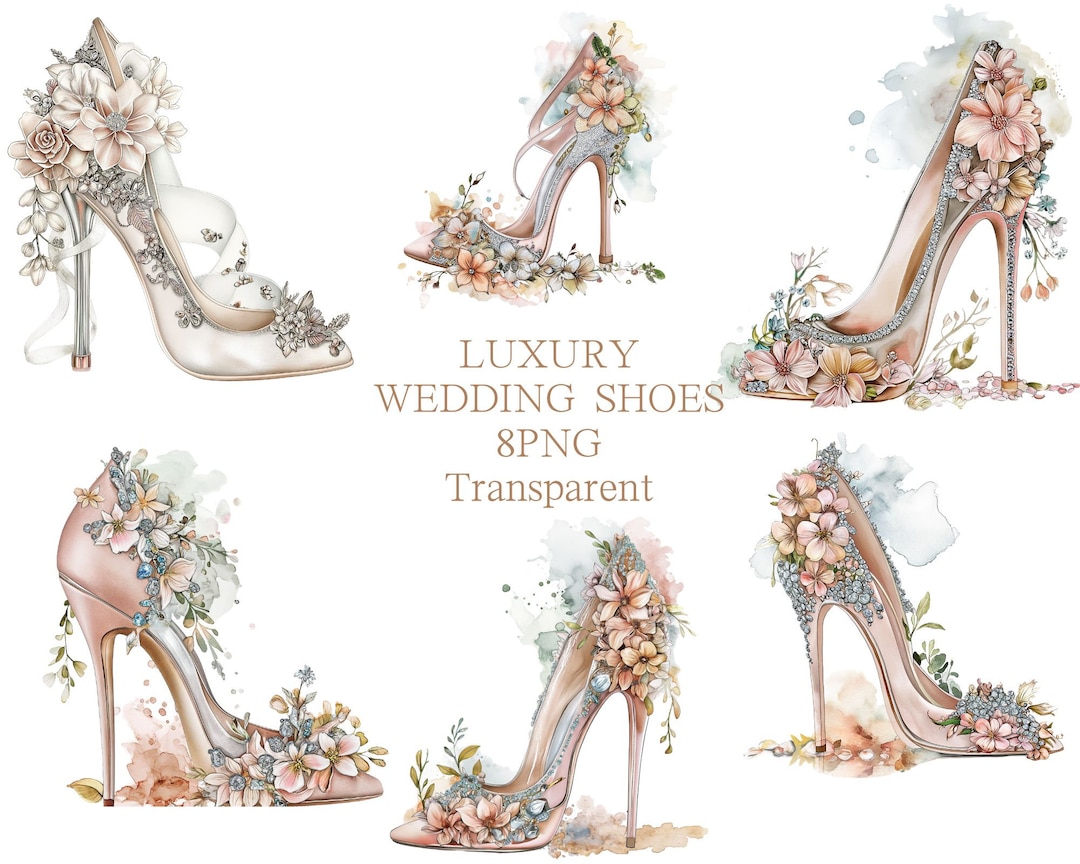 Wedding Shoes Clip Art, Transparent Watercolor PNG, High Heel Image