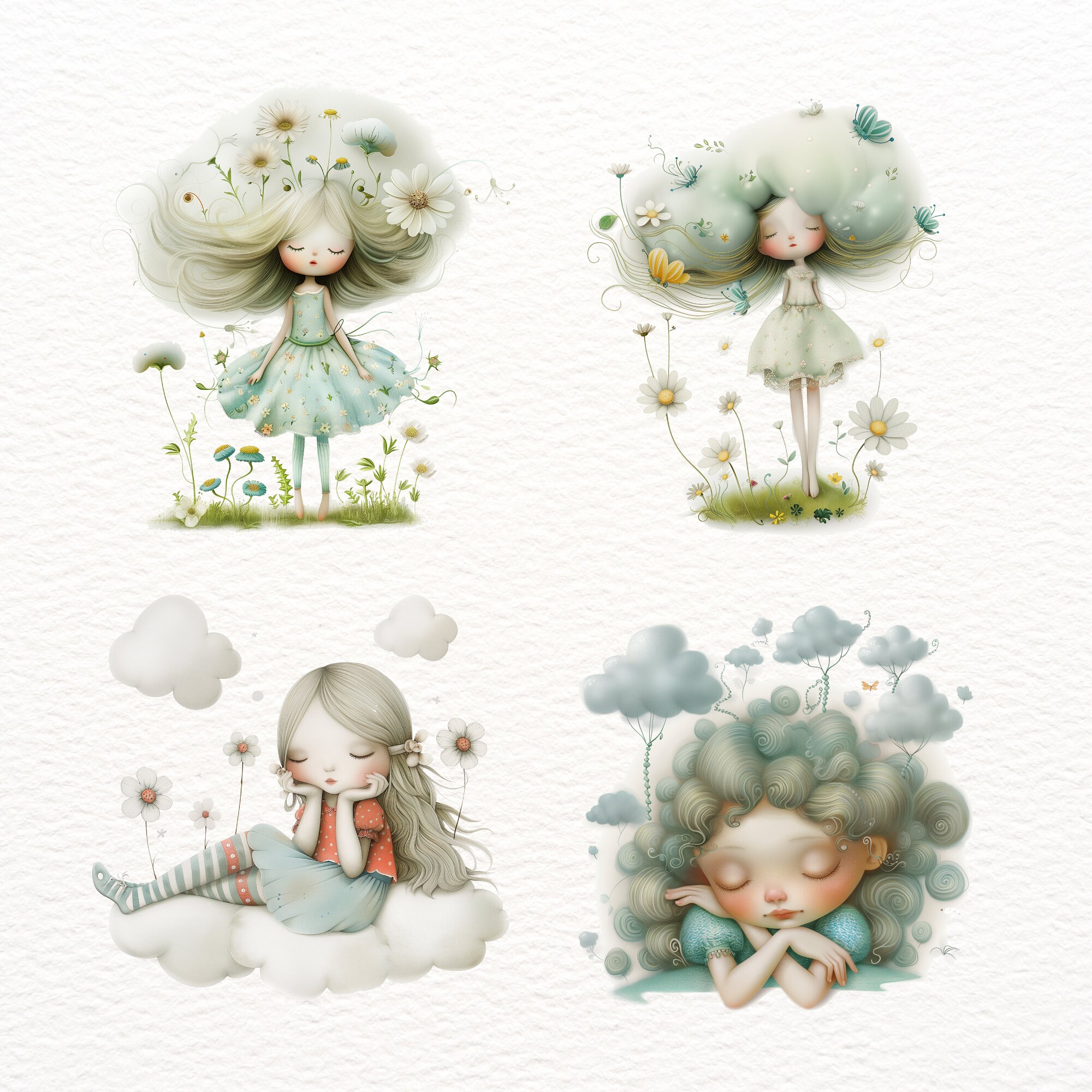 Dreaming Girl Clipart, Little Girl Day Dream PNG, Adorable Girl Image ...