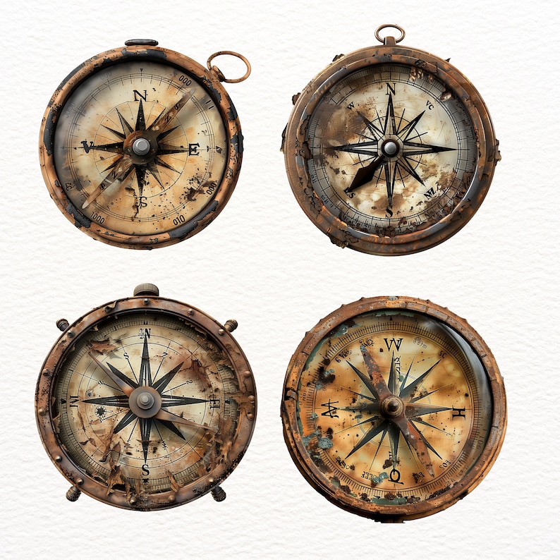 Rustic Compass Clip Art, Old Vintage Compass Pngs, Old Time Traveler ...