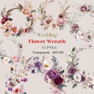 Imágenes prediseñadas de corona de flores para bodas, imagen de marco de flor de rosa, peonía rosa para diseño de tarjetas, gráfico de hojas florales, bonita botánica, descarga digital