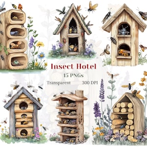 Insect Hotel Clip Art Transparant PNG Insect House Image Cute Bee House Tekening Kinderen Boek Illustratie Grafisch Tuinieren Digitale Download