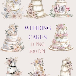 Gâteau de mariage en couches Clipart se marier Transparent PNG cérémonie Floral graphique Couple mariée marié dessin confection réception pièce maîtresse Image